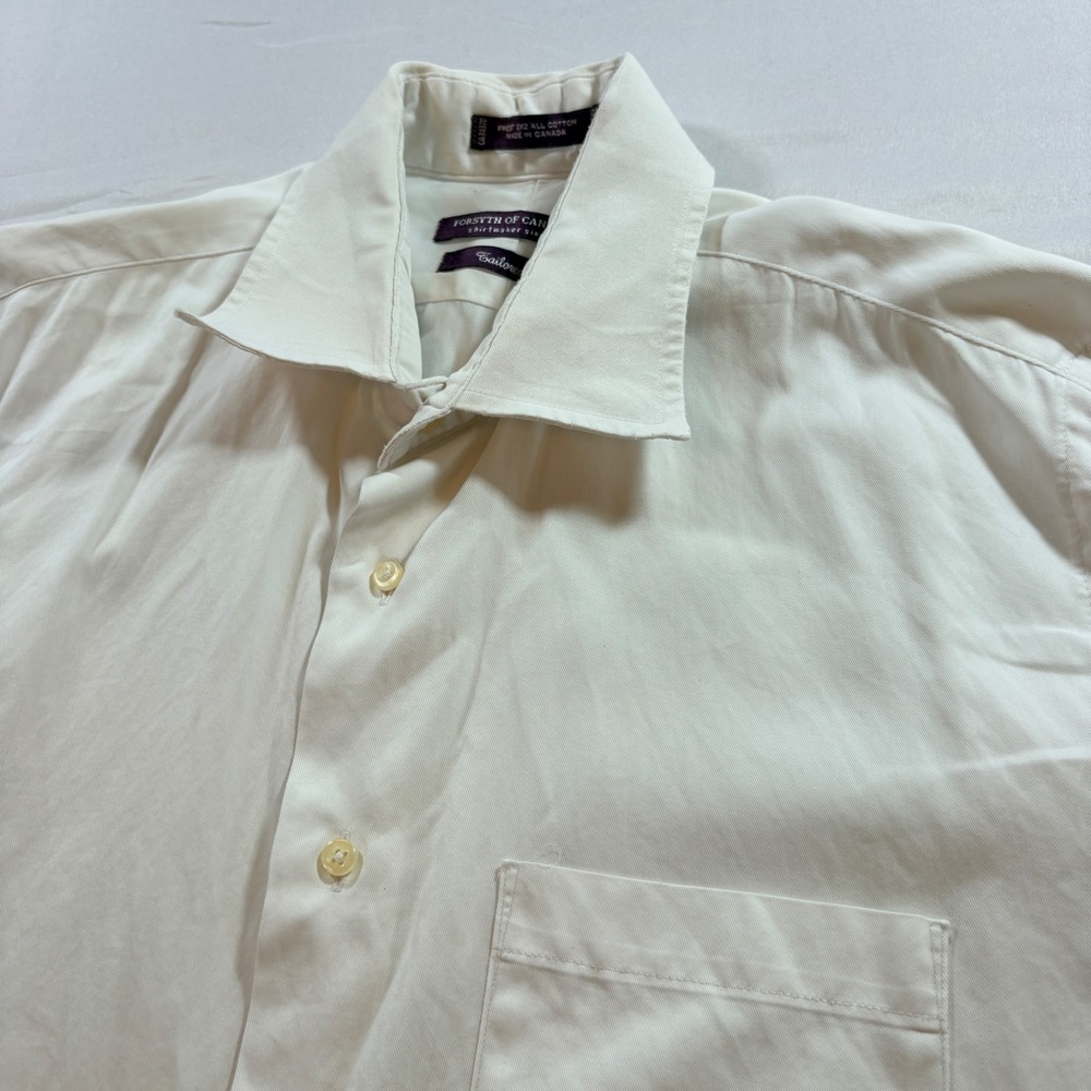 Forsyth of Canada Dress Shirt Mens White Tailored Fit 2x2 Cotton Long Sleeve